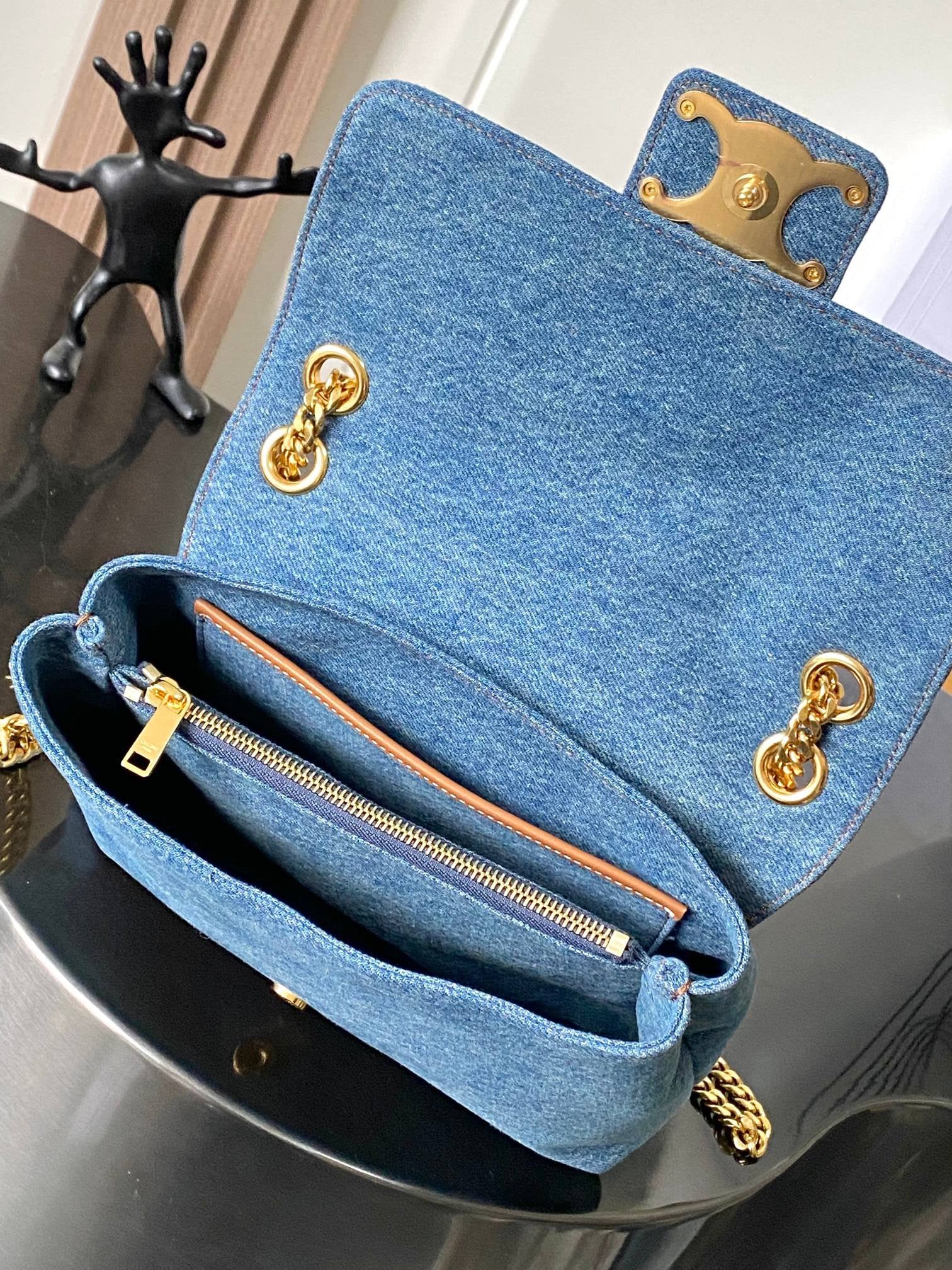 CELINE TEEN VICTOIRE SMALL DENIM BAG WITH LOGO – China Vogue